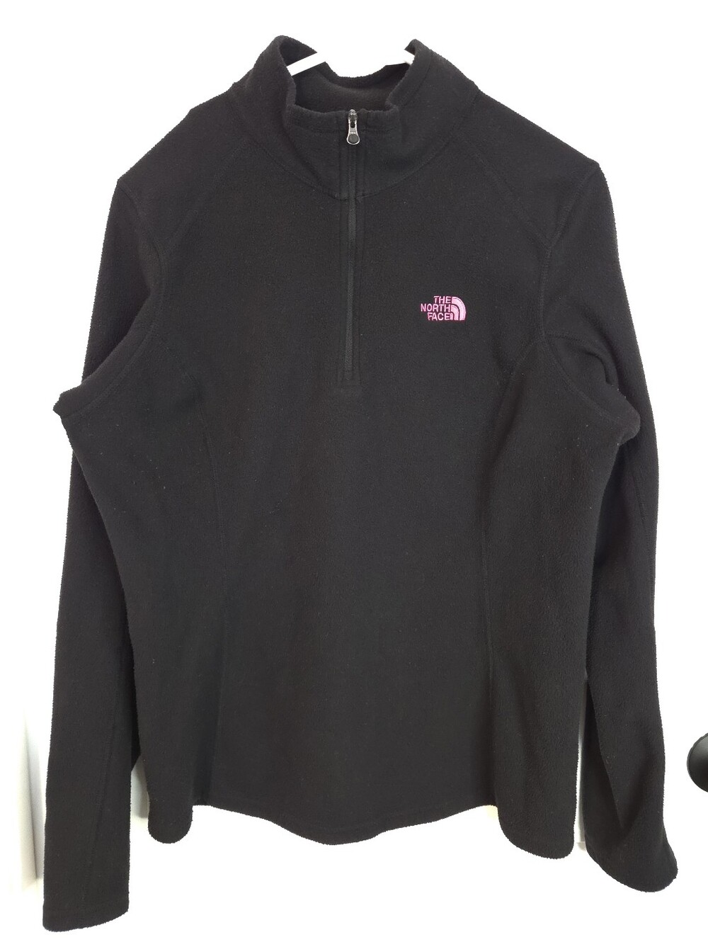 The North Face Black Half-Zip Fleece with Pink Breast Cancer Logo. Size L. #KC